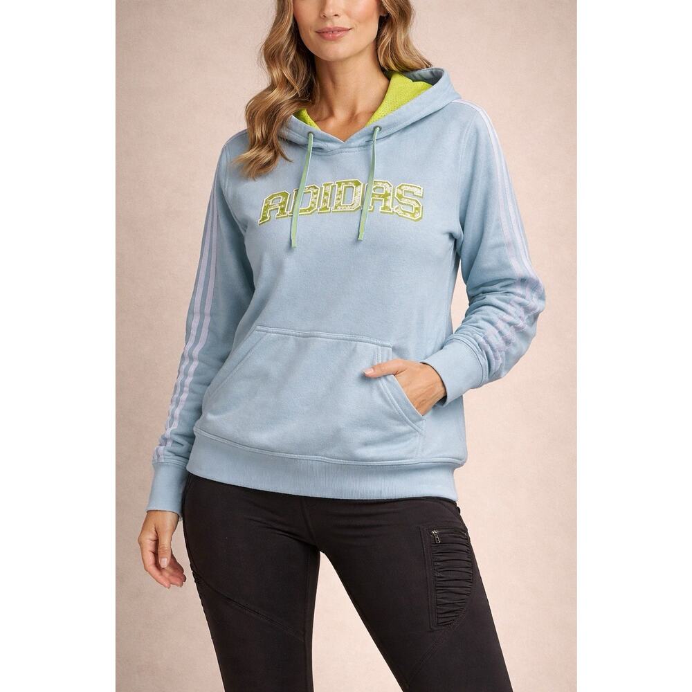 New With Tags 2009 Vintage Y2K Light Blue Adidas Hoodie Sweatshirt Size Medium M